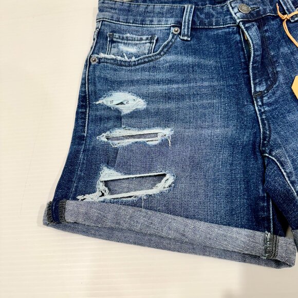 Lucky Brand "The Roll Up" Denim Jean Shorts Distressed Ripped sz 6 - Picture 2 of 7